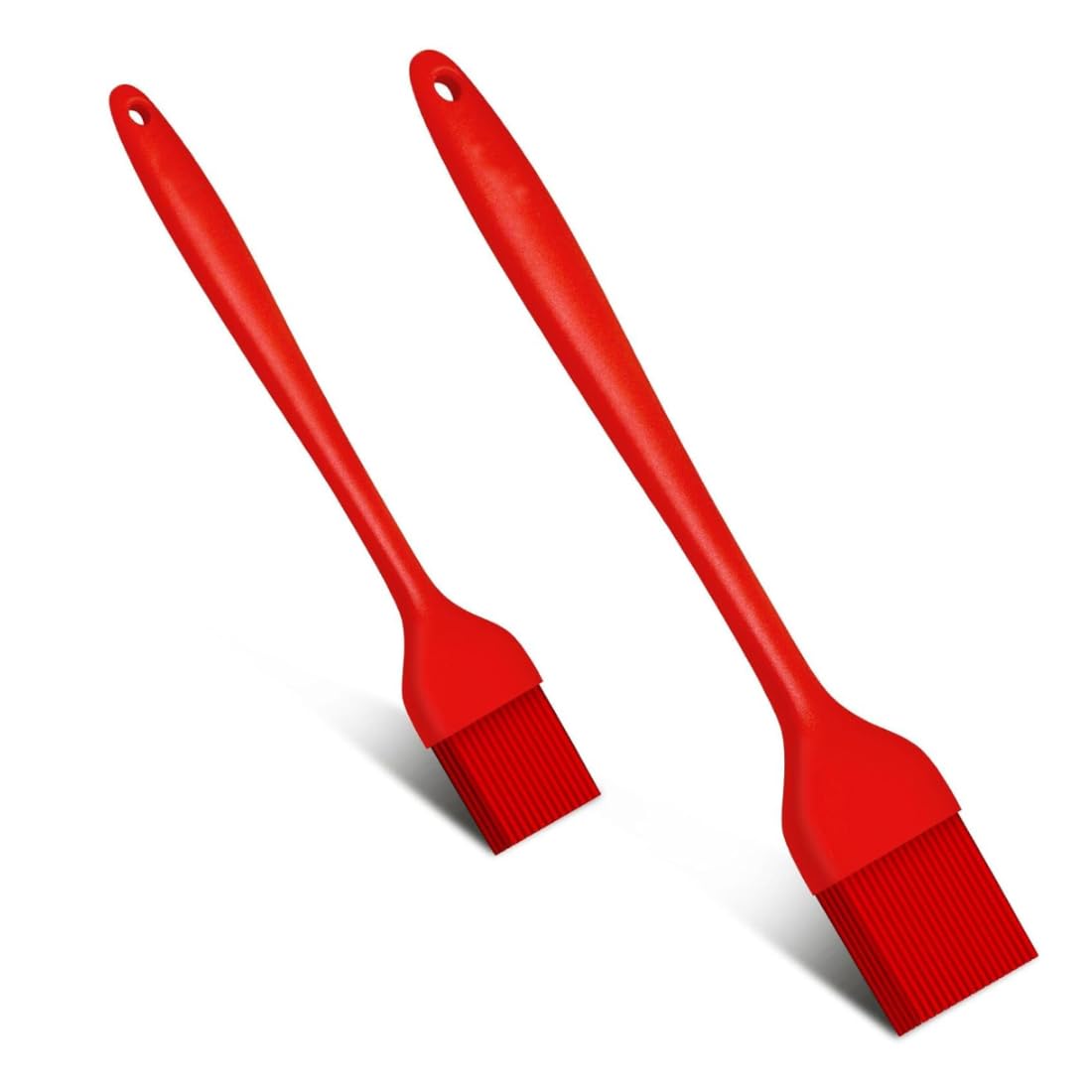 2 Pcs Heat Resistant Silicone Basting Brushes, 450°F Oil Brushes for Kitchen, BBQ, Baking and Cooking, Dishwasher Safe (Red)