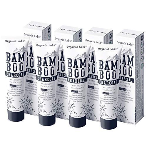 Charcoal Toothpaste Organic Natural Ingredients Healthy Gums and Whiter Teeth No Fluoride Safe For Kids and Adults - Organic Labs (Four Pack)