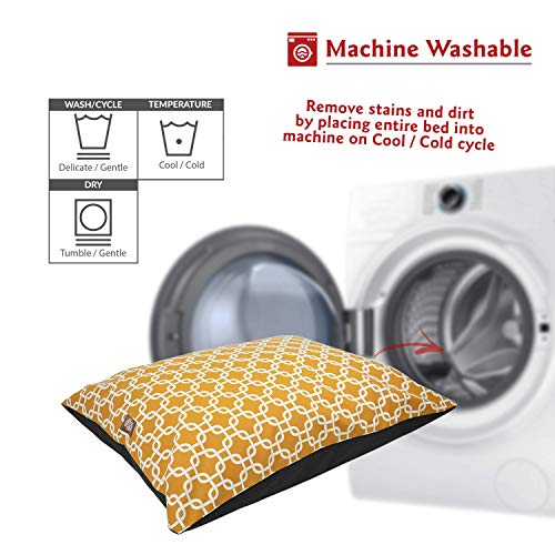 Image of Majestic Pet Medium Rectangle Washable Non Slip Comfy Dog Bed - Crate & Kennel Bed for Medium Breed Dogs - 35 x 28 Inch - Links Yellow