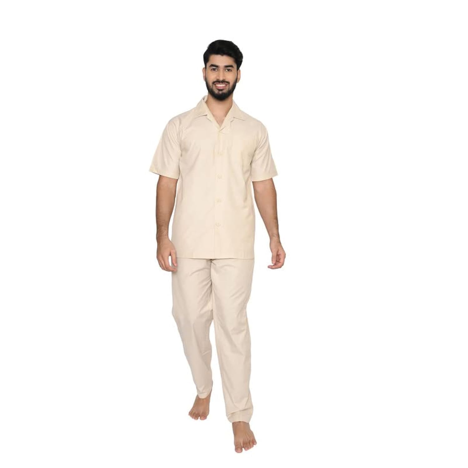 tatwam FILAFIL Cotton RICHED with Polyester Mens Nightsuit with Fully Elastic Pajama and Buttoned Half Sleeve TOP SIZE-2XL,L.Fawn-picture-45