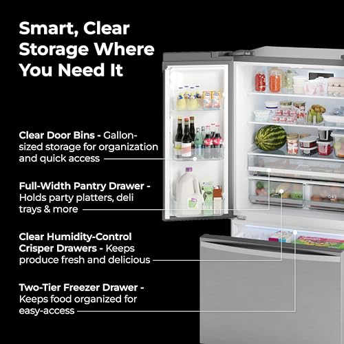 Kenmore 36" French Door Refrigerator with Freezer - Accela Chill, Adjustable Shelving, Humidity Controlled Crispers, ENERGY STAR Certified, 20.3 cu. ft. Capacity, Fingerprint Resistant Stainless Steel - Image 6