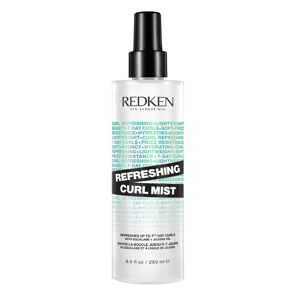 REDKEN, Brume Revitalisante Vegan, Hydrate & Rafraîchit les Boucles, Formule à l'Huile de Jojoba & Squalane, Cheveux Bouclés, Frisés & Crépus, Sans Silicone & Sans Sulfate, Hybrid Curl Stylers, 250ml