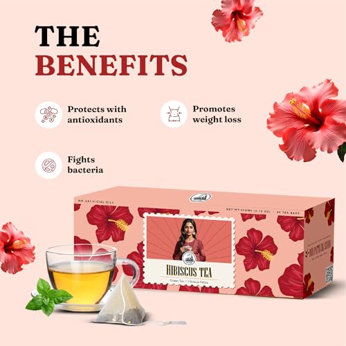 Image of Dorje Teas Hibiscus Mint Darjeeling Tea | 30 Pyramid Teabags (Pack of 1) | Selim Hill Estate | Tangy Hibiscus & Cool Mint Flavour | Rich in Antioxidants | Organic Whole Leaf Blend | 30 Cups