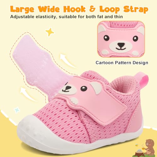 Image of FEETCITY Baby Walking Shoes Wide Baby Shoes Boys Girls Infant Sneakers Crib Shoes Breathable Toddler Barefoot Shoes Slip On Shoes