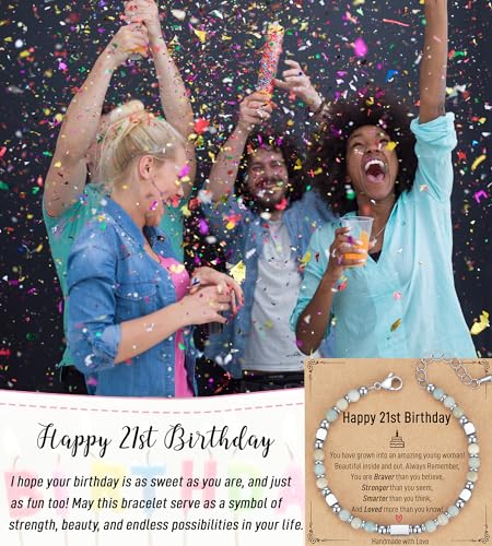 Image of AryaHozel 4mm Natural Stone Bracelet with Birthday Cards, 6-21 Year Old Birthday Gifts for Girls Daughter Granddaughter Niece Sister Women Friends
