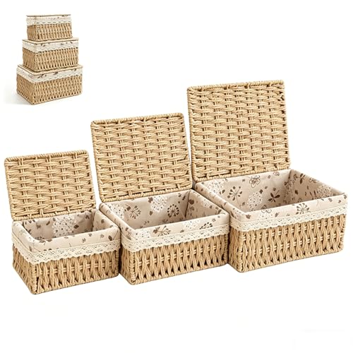 Natural Rattan Storage Baskets with Lids