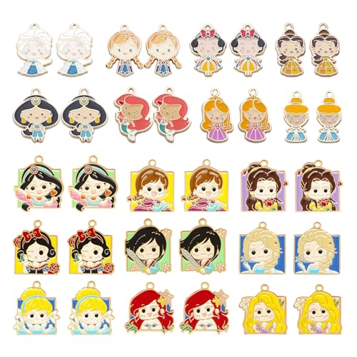 Westingmanual 34pcs Cartoon Charms Pendants for DIY Necklace Bracelet Earrings Keychains Jewelry Making Crafts 17Styles