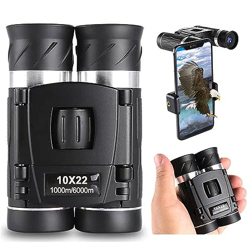 Binoculares compactos 10x22 con adaptador para celular miniatura 1