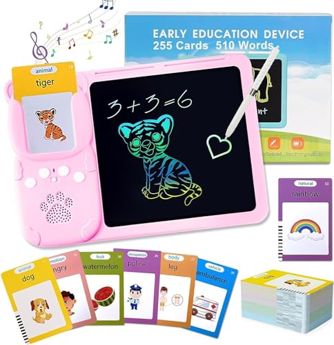 Topfree Learning Educational Toys Gifts for Kids 2+ Years Old, Talking Flash Cards LCD Writing Tablet 510 Words ABC Numbers, Read & Write Toddlers Montessori Speech Therapy Autism Sensory Toy Topfree Learning Educational Toys Gifts for Kids 2+ Years Old, Talking Flash Cards LCD Writing Tablet 510 Words ABC Numbers, Read & Write Toddlers Montessori Speech Therapy Autism Sensory Toy