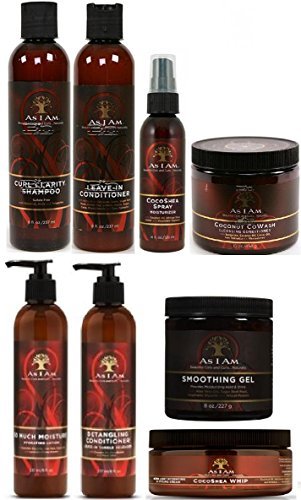 As I Am Naturally 8pcs ULTIMATE JUMBO COMBO (Curl Shampoo, Leave-In Conditioner, So Much Moisture, Cocoshea Whip, Cocoshea Spray, Smoothing Gel, Detangling Conditioner and Cocnut CoWash)