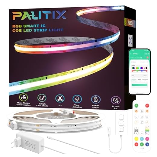 PAUTIX RGB Smart IC COB LED Streifen Kit 10M,24V Farbe wechselnde Adressierbare LED Band,Flexible Licht mit wifi Kontroller und Netzteil Arbeite mit Alexa/Google Assistant für DIY Beleuchtung Projekte