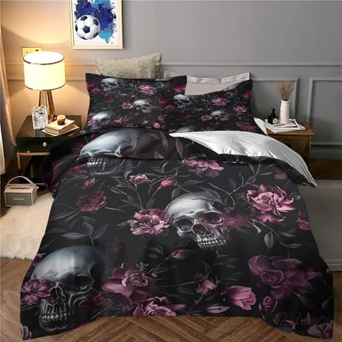 Linge de lit gothic skulls avec impression 3D haute définition en microfibre - 6