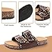 Women’s Cork Footbed Sandals Men’s Adjustable Buckle Flat Mules Slide Sandals, Fashion Studded Open Toe Slip On Summer Shoes for Casual Walking Outdoor Footwear Comfort Stud Flatform Sandals