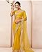 IMTRA FASHION Net Saree for Women Indian Ethnic Dress Wedding Gift Embroidery Sari with Unstitched Blouse Piece-Yellow