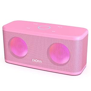 DOSS SoundBox Plus Portable Wireless Bluetooth Speaker with HD Sound and Deep Bass, Wireless Stereo Pairing, Built-in Mic, 20H Playtime, Portable Wireless Speaker for Home, Outdoor, Travel-Pink