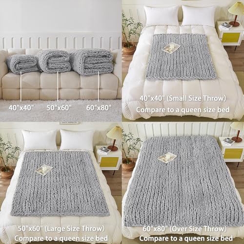WESHIONGOO Grobstrickdecke, Überwurf, 127 x 152 cm, gestrickte Überwurfdecken für Couch, Bett, flauschig… – Ansicht 5