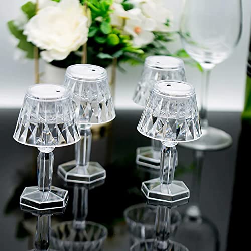 Image of MeeTo Cordless Table Lamp, Portable Crystal White Glass Plastic Lamps with Golden Bulb Light for Desk Reading, Bedroom, Living Room, Restaurant, Outdoor, Office, Small Nightstand Lamp (Pack of 1)