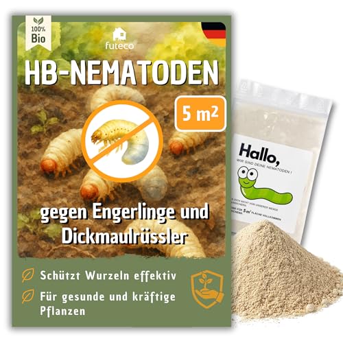 Futeco HB-Nematoden gegen Dickmaulrüssler & Engerlinge für 5m Fläche zum einfachen gießen 100% Biologisch Chemiefrei & Natürlich Made in Germany