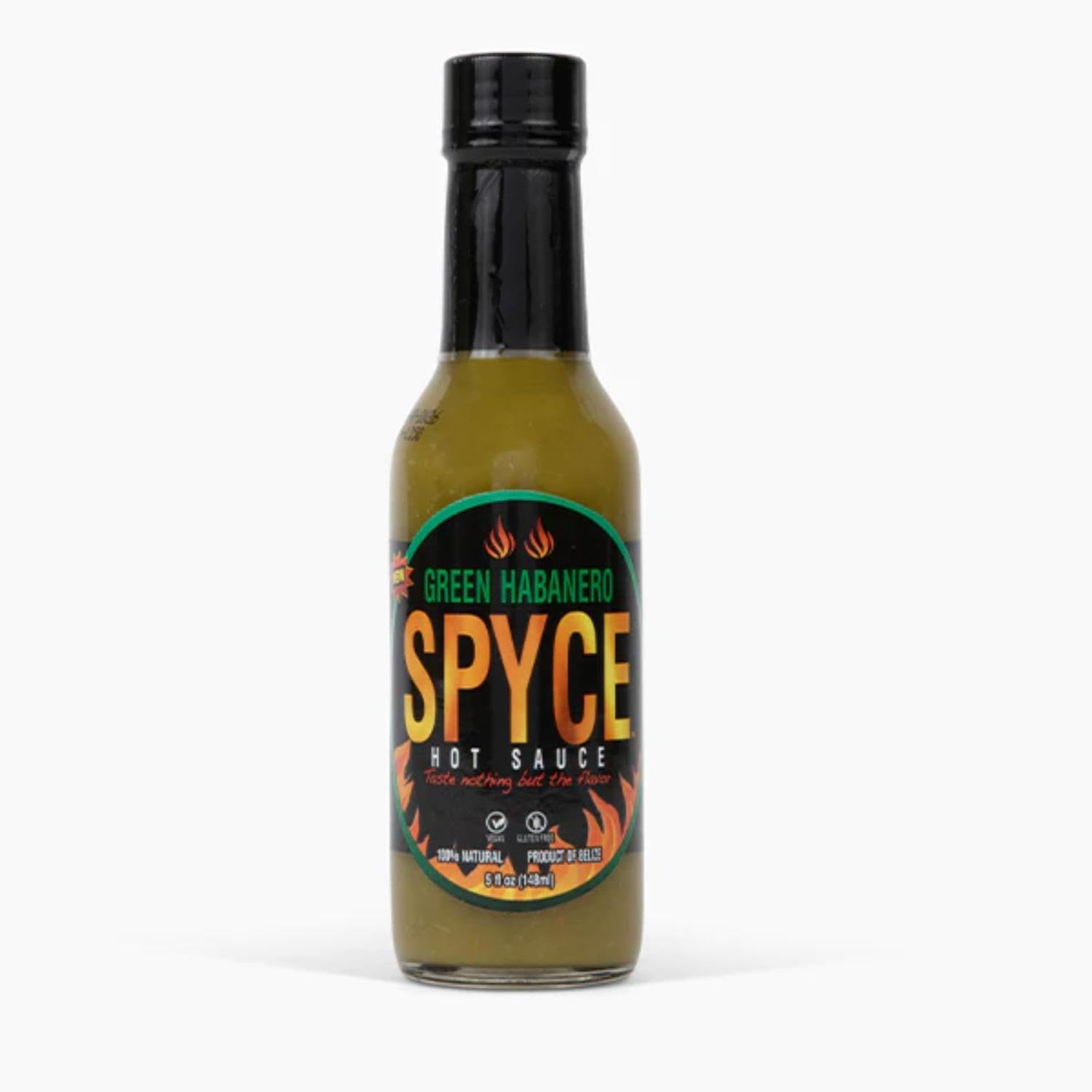 SPYCE Green Habanero Hot Sauce, Vegan, Gluten Free, Low Sodium, Non-GMO, No MSG, No Sugar, No Filler 5 OZ