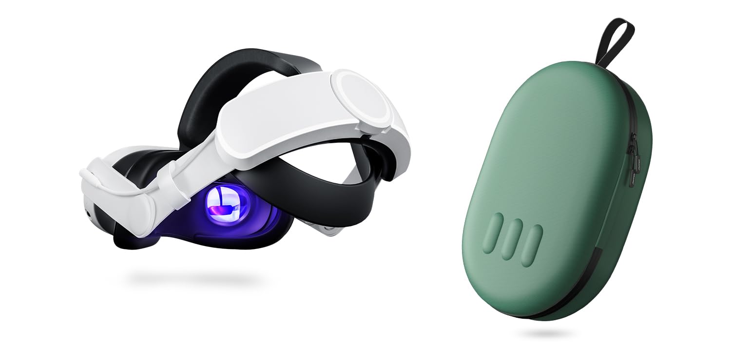 ANNAPRO Battery Head Strap and Carrying Case for Meta Quest 3, Dark Night Green Case