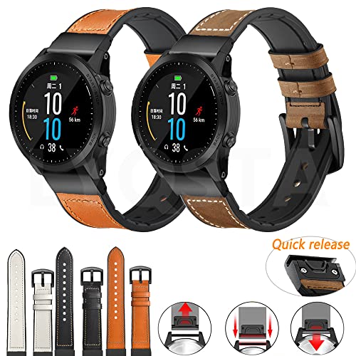 Correa Garmin Fenix 3HR que elimina tirones de piel con cuero suave 2
