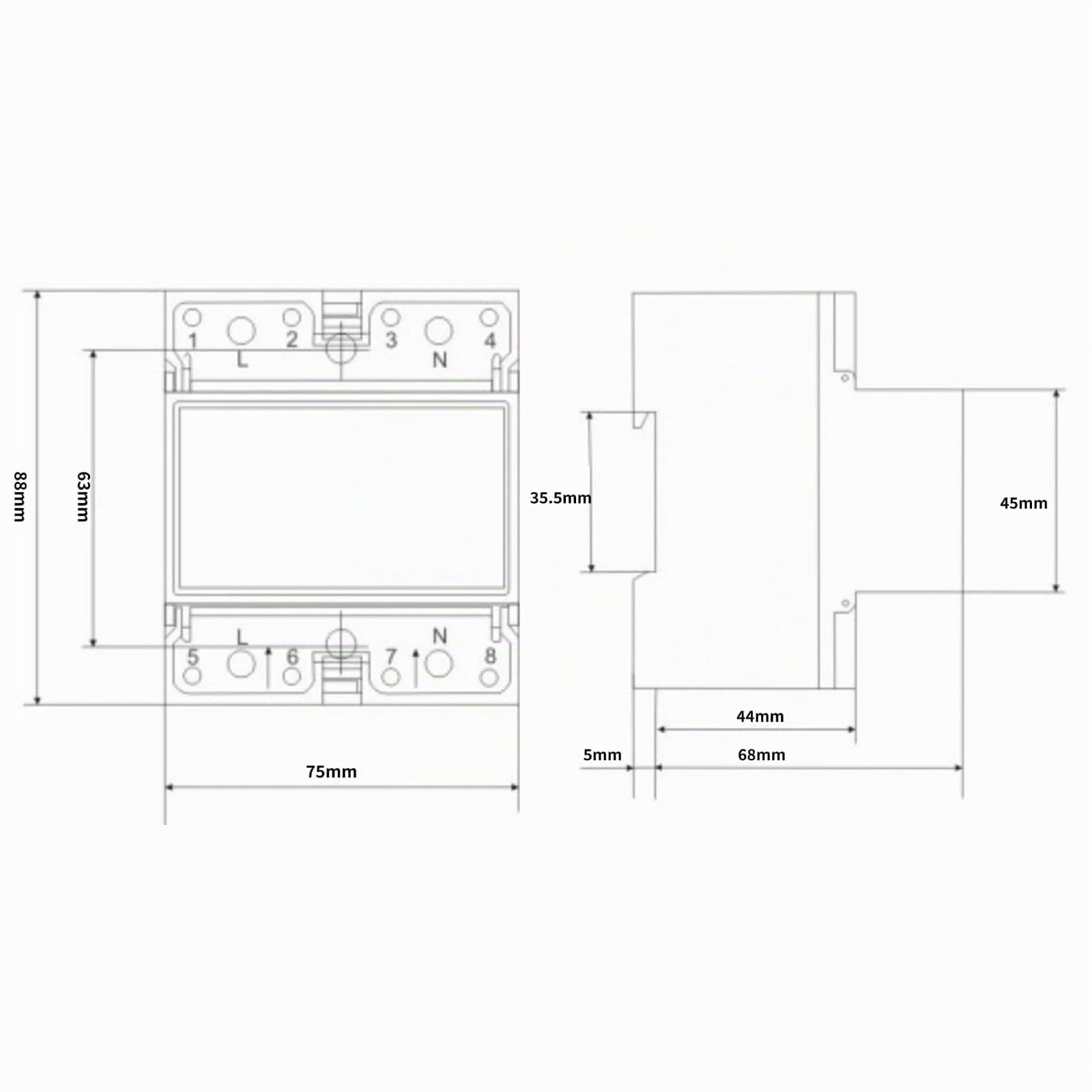Medidor de Energía Monofásico Kwh 10-40A para Rail DIN con Pantalla LED DDM75S para Medir el Consumo Eléctrico en Hogares y Negocios