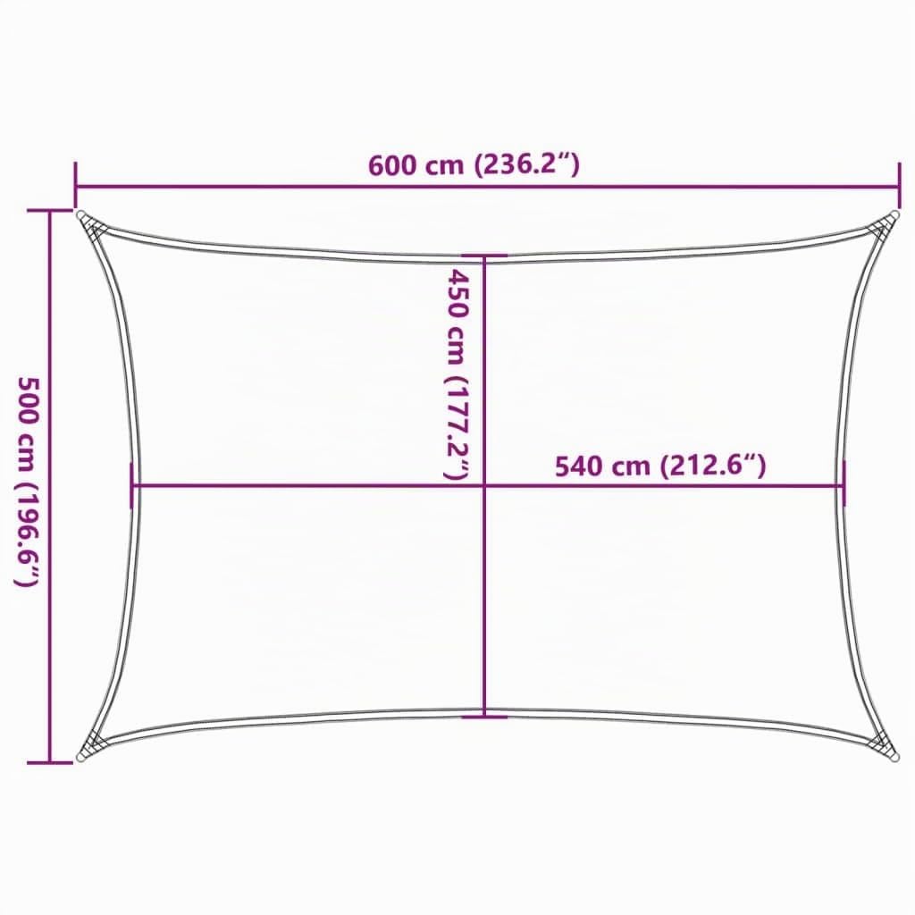 vidaXL Vela Parasole 160 g/m² Rettangolare Sabbia 5x6 m in HDPE, vela ombreggiante, ombra da patio, tettoia ombreggiante, vela da giardino, tettoia