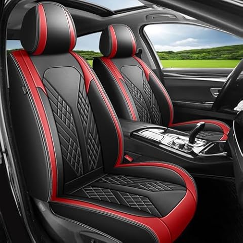 JIAMAOXIN Car Seat Covers Full Set Fit for Hyundai Tucson 2010-2025 Waterproof Faux Leather Car Seat Cushions Automotive 5 Seat Covers Set（Black&Red） Cover