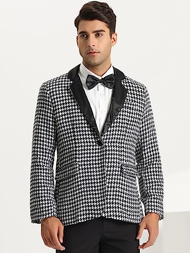 Lars Amadeus Houndstooth Print Blazer for Men's Slim Fit Notched Collared Plaid Sports Coat2