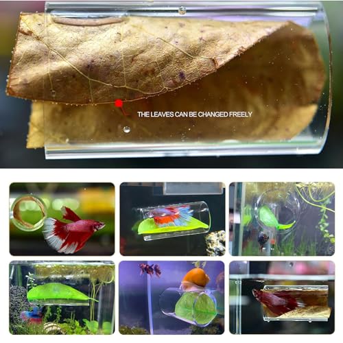 Image of CousDUoBe 1 Pack Betta Fish Acrylic Tube Tunnel,Betta Fish Leaf Pad Simulating The Natural Habitat for Betta Spawning Grounds Breeding Resting Bed,Betta Toys Shelter Hideaway(Long Style)