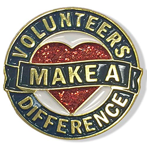 SHOP AWARDS AND GIFTSVolunteer Make a Difference Heart Enamel Lapel Pins Thank You Reward Recognition Award Appreciation Gifts, Bulk Pack of 12, Poly Bagged, 1 Inch