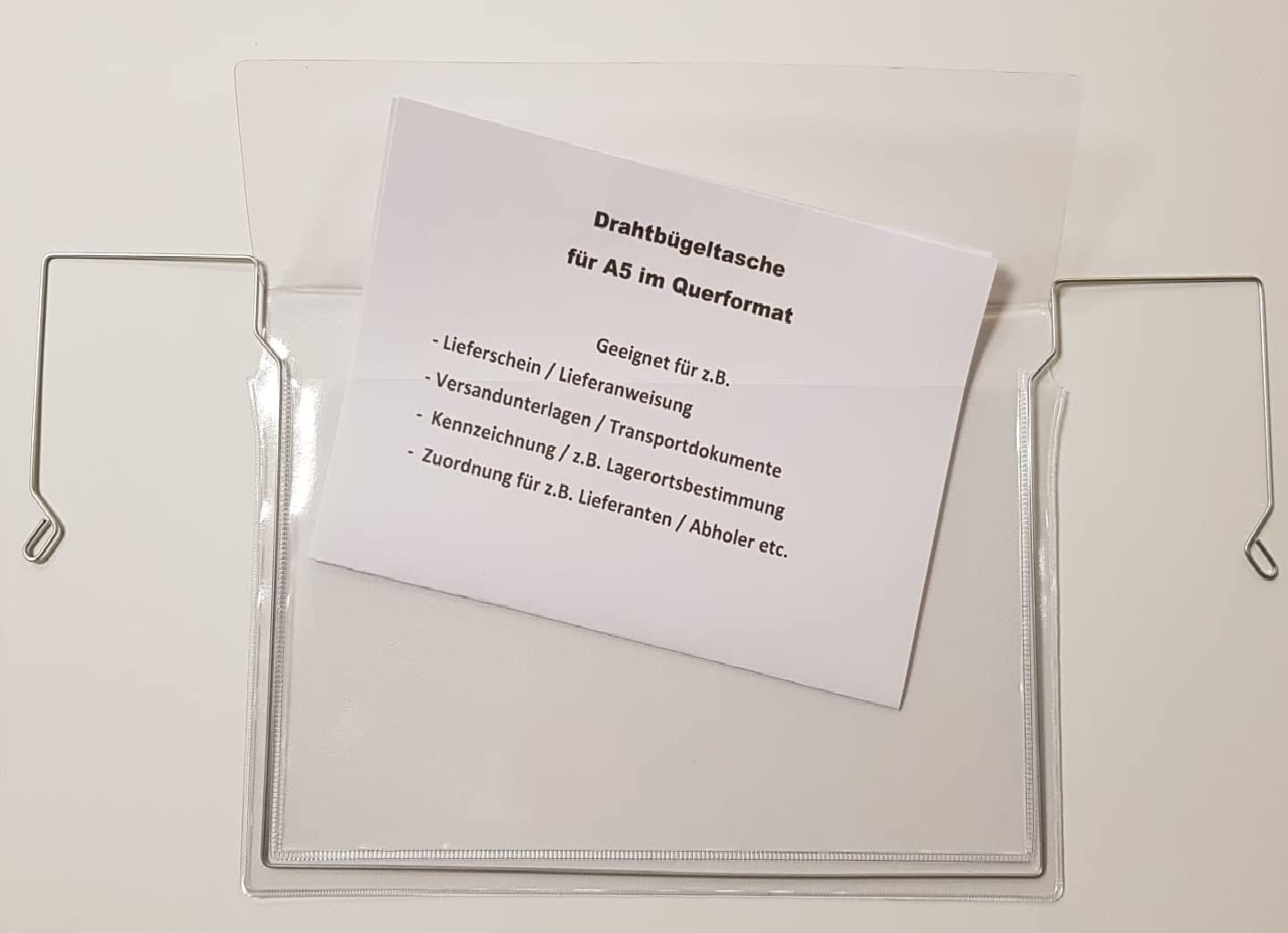 50x A5 Drahtbügeltasche mit Klappe für Gitterbox & Regal
