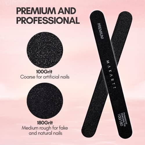 Makartt Nail File 100 180 Grit Emery Boards For Nails 10Pcs Black Nail Files Professional Washable Doubled Sides Nail File Kit For Manicure Natural Acrylic Nails Coarse Nail File For Diy Salon Use #TOP1