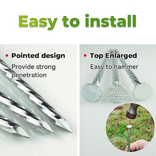 EISENSP 10-Inch Spiral Metal Landscape Edging Stakes - Galvanized and Rustproof - 30pcs Round Anchoring Spikes for Paver Edging, Artificial Turf, Weed Barrier and More - Image 6