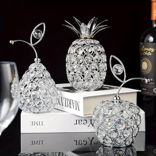 Set of 3 Crystal Metal Pineapple Pear Table Centerpiece Handmade ...