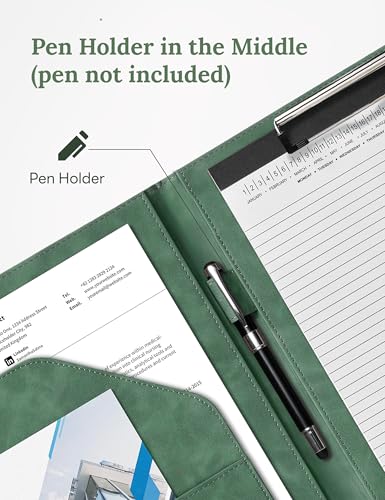 Image of Clipboard Folder Padfolio, Mymazn Writing Portfolio Faux Leather Clipboards with Cover for Legal Pad Holder Letter Size A4 8.5 x 11 for Business Conference Notepad Clip Boards