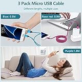 Micro USB Cable 3Pack, 0.5M+0.9M+1.8M Android Charger Cable Fast Charging USB A to Micro Charge Cable Nylon Lead for Samsung Galaxy S7 Edge S6 S5 J7 J6 J5 J3 A9 A6, Huawei Y7, Xbox, PS4, Nokia, Tablet - Image 7