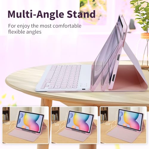 EHLCYS Funda con Teclado para Samsung Galaxy Tab S6 Lite 10,4 Pulgadas 2024/2022/2020, Español Ñ Teclado con Ratón Bluetooth Desmontable Ultrafina Funda con Portalápice,Rosa - imagen 5