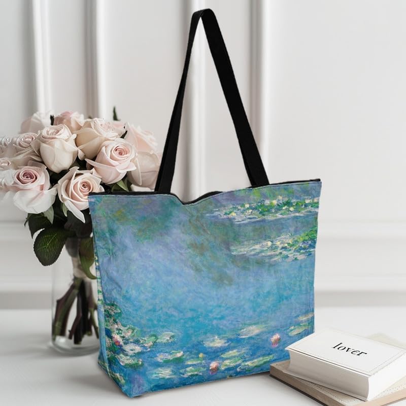 Image of Art Lover Zippered Tote Bag Waterproof Large Work Tote Bags, Artwork Women's Purse Handbags Travel Totes