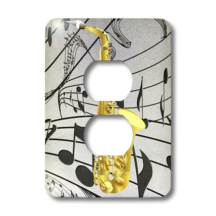Funda para 2 enchufes de notas musicales doradas placa interruptor doble de pared 3