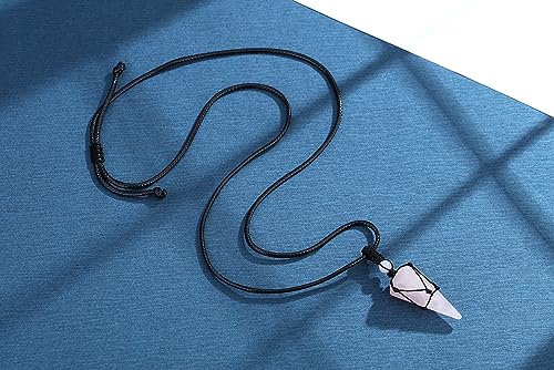 Image of XIANNVXI Healing Crystal Necklace for Men Jewelry Gift | Adjustable Black Rope Natural Gemstone Pendant