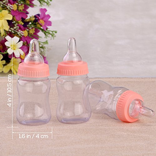 NUOLUX Baby Bottle Mini Candy Bottle for Showers Parties Birthday 12pcs (Pink)