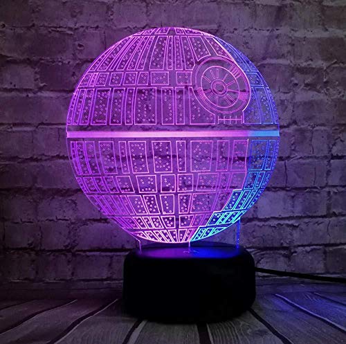 Lámpara Figura Estrella de la Muerte Color mezclado Luz de noche 3D LED USB Lámpara Chirstmas Boy Gift Cartoon Kid Toys Touch