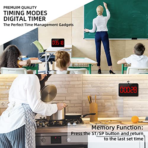 Persuper Digital Timer Kitchen Timer Count Down Up Rechargeable Kitchen Gadgets Vibration Mode Adjustable Volume And Brightness Led Display Time Management For Cook, Desk, Kids Adults Study Teaching #TOP2