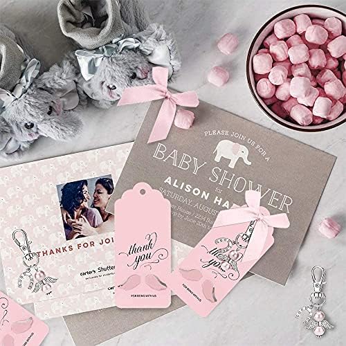 iZoel Thank You Gift Set, 20pcs Pink Angel Keychains and Thank You Tags with Angel Wing, Guest Return Gifts for Baby Girls Baby Shower Wedding Carers Party Favors Holy communion