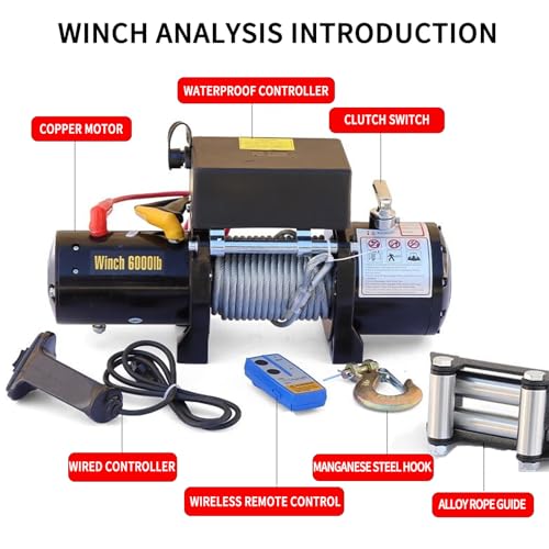 Winche Eléctrico para Auto 12V con Cable de Acero 4000lb miniatura 3