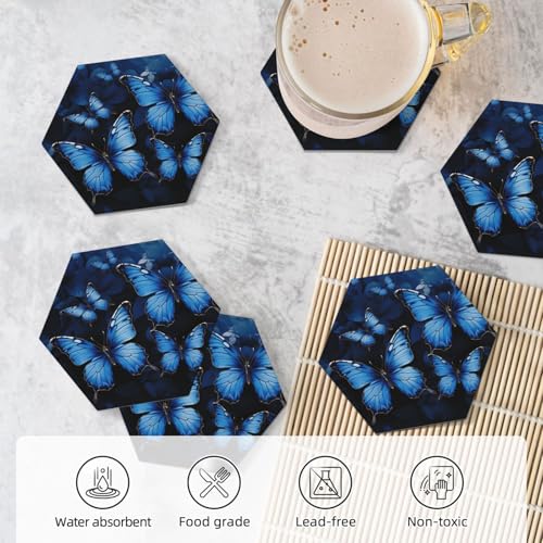 Dessous de verre support absorbant céramique liège boissons table papillons