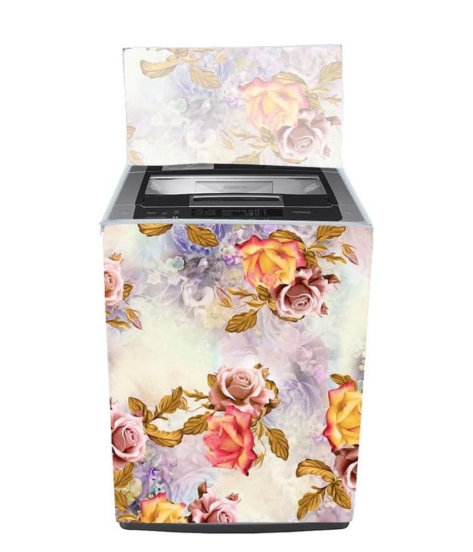 PVC Fully Automatic Top Load Washing Machine Cover Compatible For Samsung, Lg, Whirlphool, godrej 7 Kg, 7.5 Kg,8 Kg, 8.5 Kg , 9 Kg, Dimension 58DX60WX94H CM Gold.