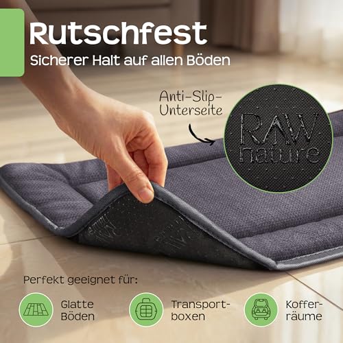RAW Nature Hundematte KIVO M – 75x55x3 cm Alpengrau, rutschfeste Hundeliegematte aus Cord, waschbar, für Transportbox & Zuhause