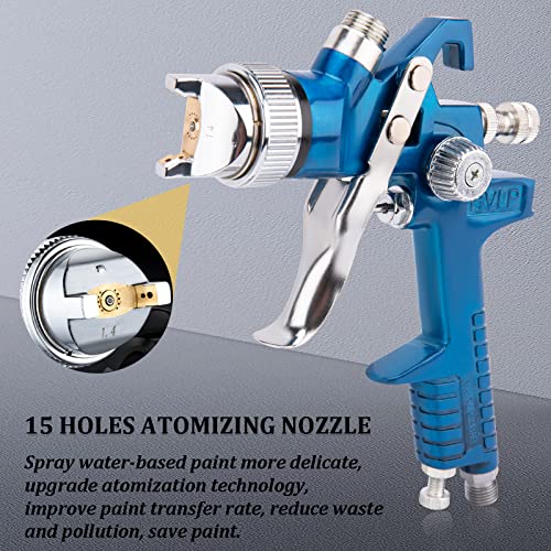 Johahtang HVLP SPRAY GUN KIT 1.4Mm 1.7Mm 2.5Mm Nozzles 1000Cc Aluminum Cup With Gauge Hvlp Gravity Feed Spray Gun thumb #2